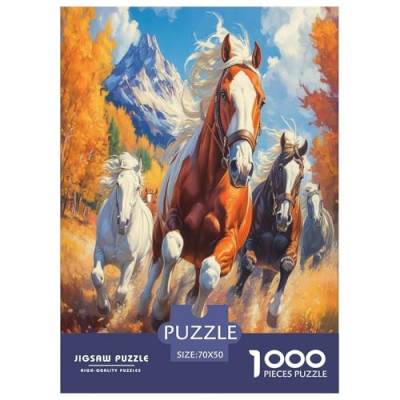 Pferd Puzzles 1000 Teile Schwer Puzzle Spielzeug Lernspiel Impossible Herausforderungsspielzeug Für Erwachsene Kinder 70x50cm/1000pcs von ChengzeTCo